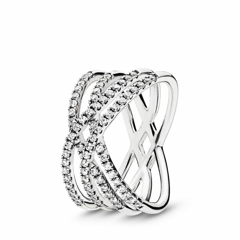 Pandora Cosmic Lines Statement Ring Ireland - Sterling Silver/Cubic Zirconia - 436179BFG